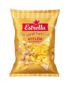 Estrella Brynt Smör Vitlök & Havssalt chips 175g