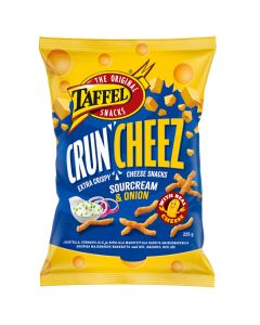 Taffel CrunCheez Sourcream-Onion flavoured cheese snacks 225g