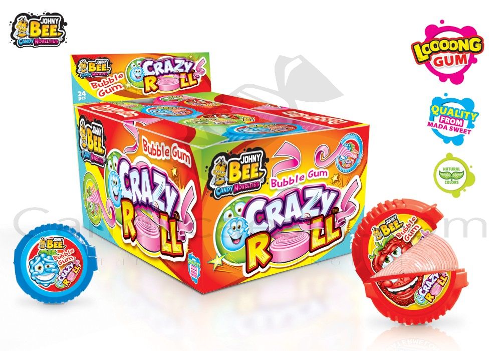 JohnyBee Crazy Roll bubble gum 18g x 24pcs